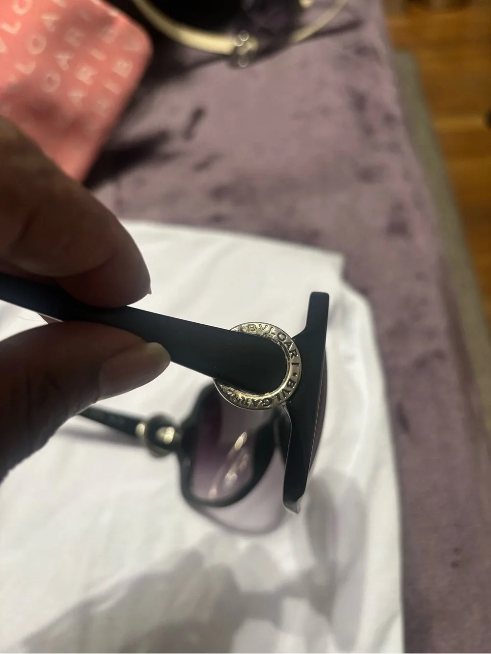 Bulgari Black Frame Sunglasses with Gradient Gray Lenses